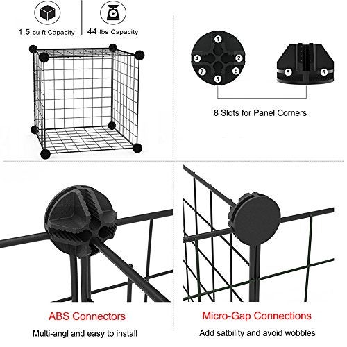LANGXUN 16pcs Small Animal Playpen with Waterproof Mat, Pet Playpen, Rabbit Guinea Pig Cages, Puppy Kitten Playpen | Indoor & Outdoor Portable Metal Wire Yard Fence 13"x13" - Image 4