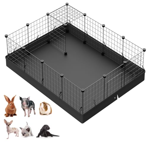 LANGXUN 16pcs Small Animal Playpen with Waterproof Mat, Pet Playpen, Rabbit Guinea Pig Cages, Puppy Kitten Playpen | Indoor & Outdoor Portable Metal Wire Yard Fence 13"x13" - Image 1