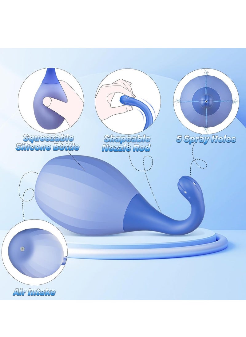 General Enema Douches for Men Women - Enema Bulb with Bendable Silicone Nozzles for Men Women Colon Cleanse, Anti Backflow Shower Douche Enema Kit with Lube, Cleansing Feminine Care Douche Bottles  - Image 2