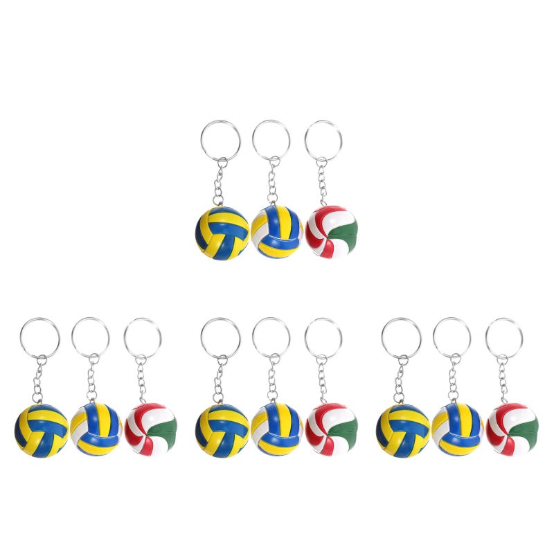🧸 ميداليات مفاتيح كرة الطائرة بحافظة متعددة الألوان تصميم بسيط مناسب للطلاب للزينة - Image 3