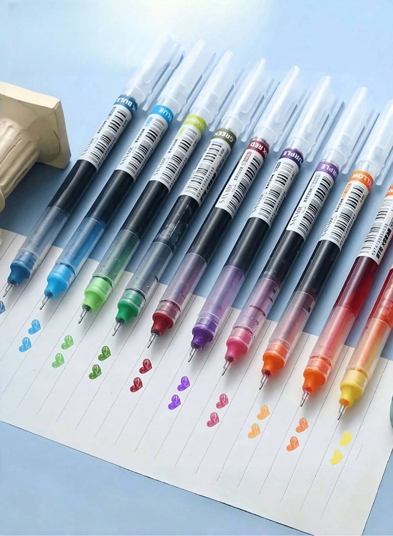 Generic 10-Color Liquid Gel Pen Color Set, 0.5mm Ultra-Fine Quick-Drying Ballpoint Pen, Suitable For Office, Student Notebooks, Drawing And Graffiti, Multi-Color Pen Combination  - Image 4
