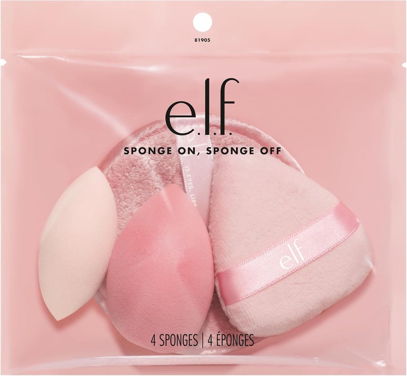 elf Sponge On Sponge Off Kit FourPiece Makeup Sponge Set For Flawlessly Applying Blending Removing Face Makeup Vegan CrueltyFree
