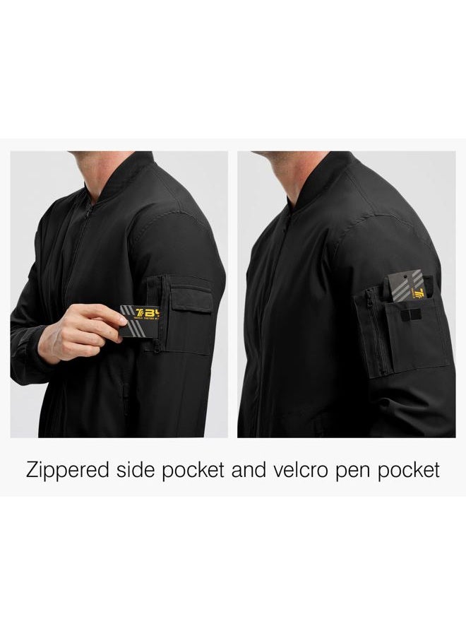 Rdruko Men's Lightweight Bomber Jacket Causal Varsity Flight Windbreaker Track Jacket, Black, XXL - Image 5