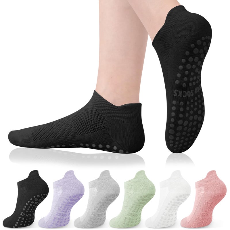 YSense 6 Pairs Pilates Socks with Grips for Women Non Slip Grip Socks Yoga Socks for Ballet Athletic Workout Hospital - Image 1