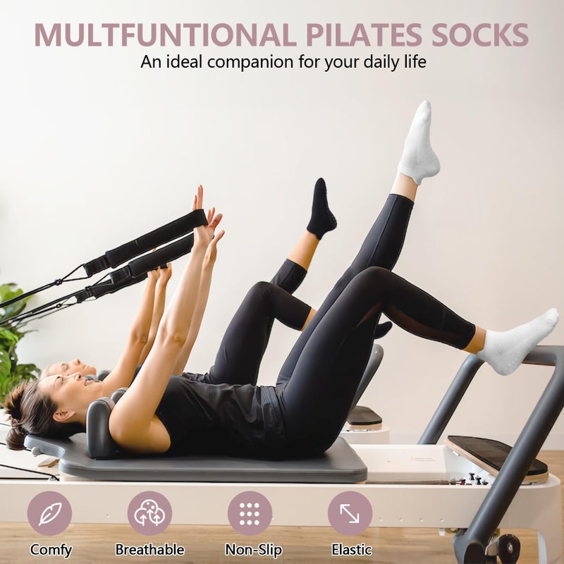 YSense 6 Pairs Pilates Socks with Grips for Women Non Slip Grip Socks Yoga Socks for Ballet Athletic Workout Hospital - Image 2