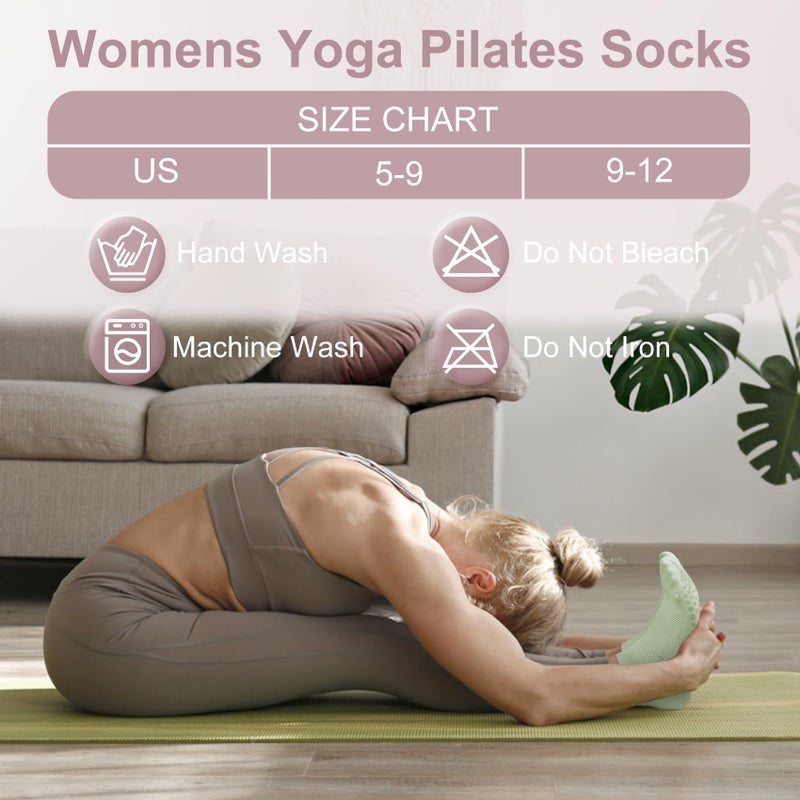 YSense 6 Pairs Pilates Socks with Grips for Women Non Slip Grip Socks Yoga Socks for Ballet Athletic Workout Hospital - Image 4