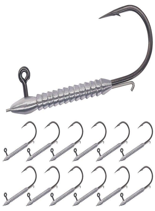 LURELINK Hover Rig Jig Heads 12-Pack -2X Strong Weighted Swimbait Hooks for Bass Fishing- Freshwater Sizes #1 1/32oz to 3/0 1/8oz (1/32oz-1/0 (12pk)) - Image 1