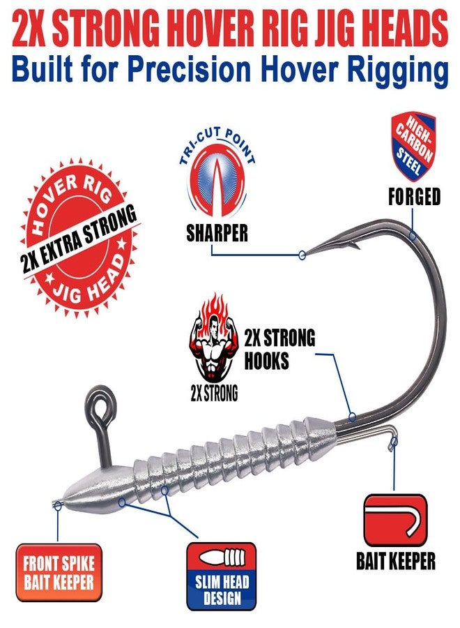 LURELINK Hover Rig Jig Heads 12-Pack -2X Strong Weighted Swimbait Hooks for Bass Fishing- Freshwater Sizes #1 1/32oz to 3/0 1/8oz (1/32oz-1/0 (12pk)) - Image 2