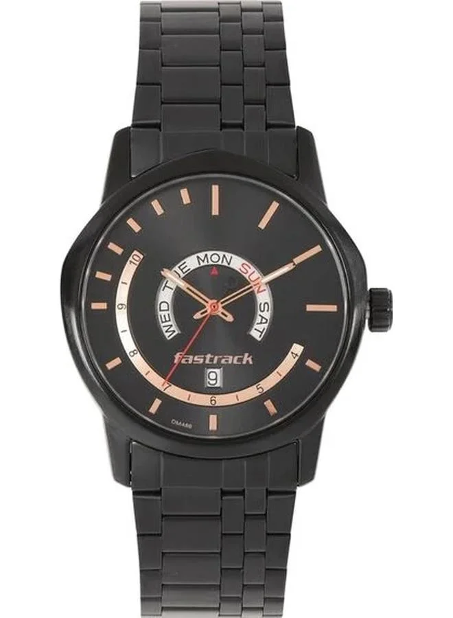 TITAN Men's Analog with Day & Date Display Watch With Black Stainless Steel Strap - 3279NM01