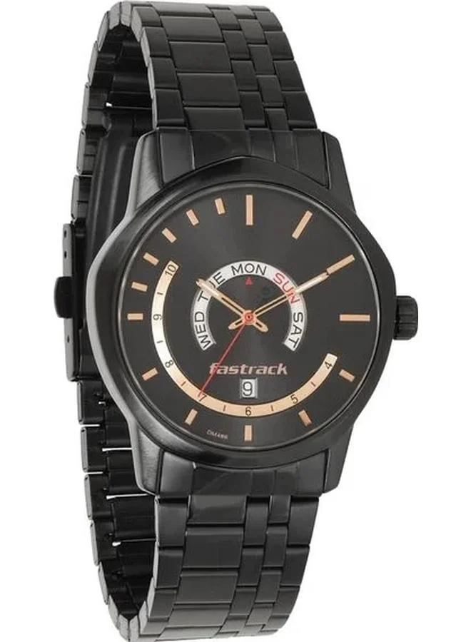 TITAN Men's Analog with Day & Date Display Watch With Black Stainless Steel Strap - 3279NM01