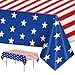 Litmitfu 2 Pack 4th of July Tablecloth Patriotic American Flag Table Cloth Plastic Disposable Rectangle USA Star Stripe Table Cover for Memorial day Fourth of July Independence Day Decorations 54 x 108 - Image 3