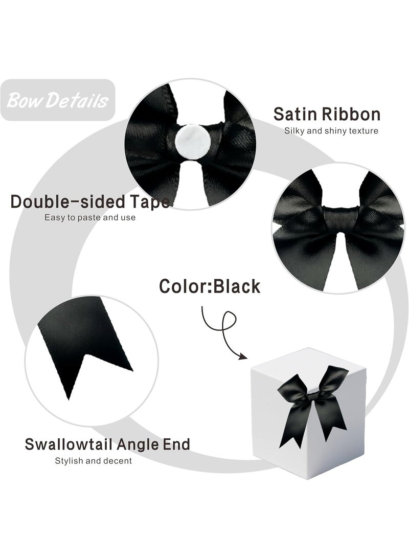 Satin Ribbon Twist Tie Bows (3.3", 60pcs), Black/White/Blue Elegant Bulk Gift Wrapping Bows for Party Supplies, Wedding Decorations, Birthday Presents, Holiday Gifts, DIY Crafts, Home Décor - Image 3