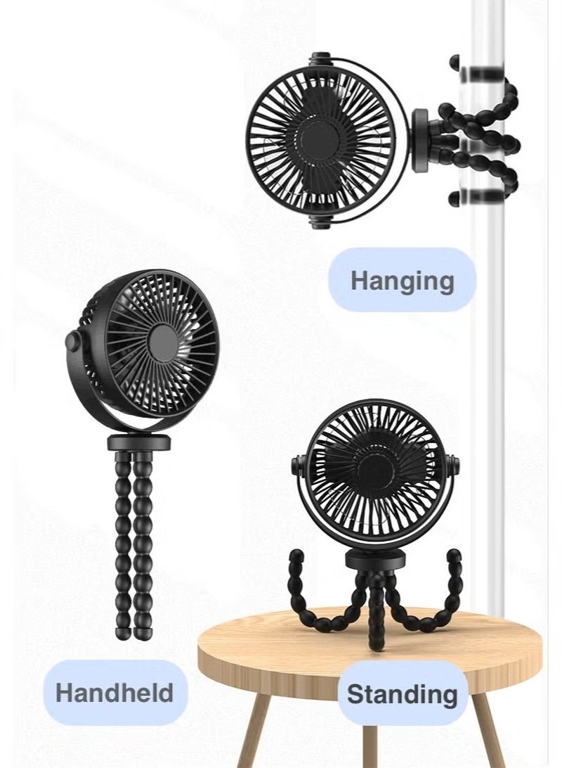 Portable Baby Stroller Fan with Flexible Tripod, 360° Rotation Rechargeable Mini Fan, Strong Airflow Quiet Cooling Clip Fan for Stroller, Crib, Car Seat, Treadmill & Travel - Image 5