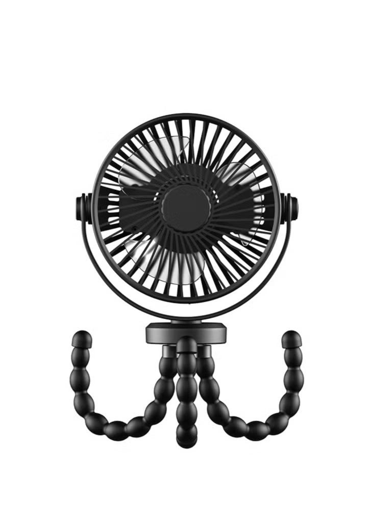 Portable Baby Stroller Fan with Flexible Tripod, 360° Rotation Rechargeable Mini Fan, Strong Airflow Quiet Cooling Clip Fan for Stroller, Crib, Car Seat, Treadmill & Travel - Image 1