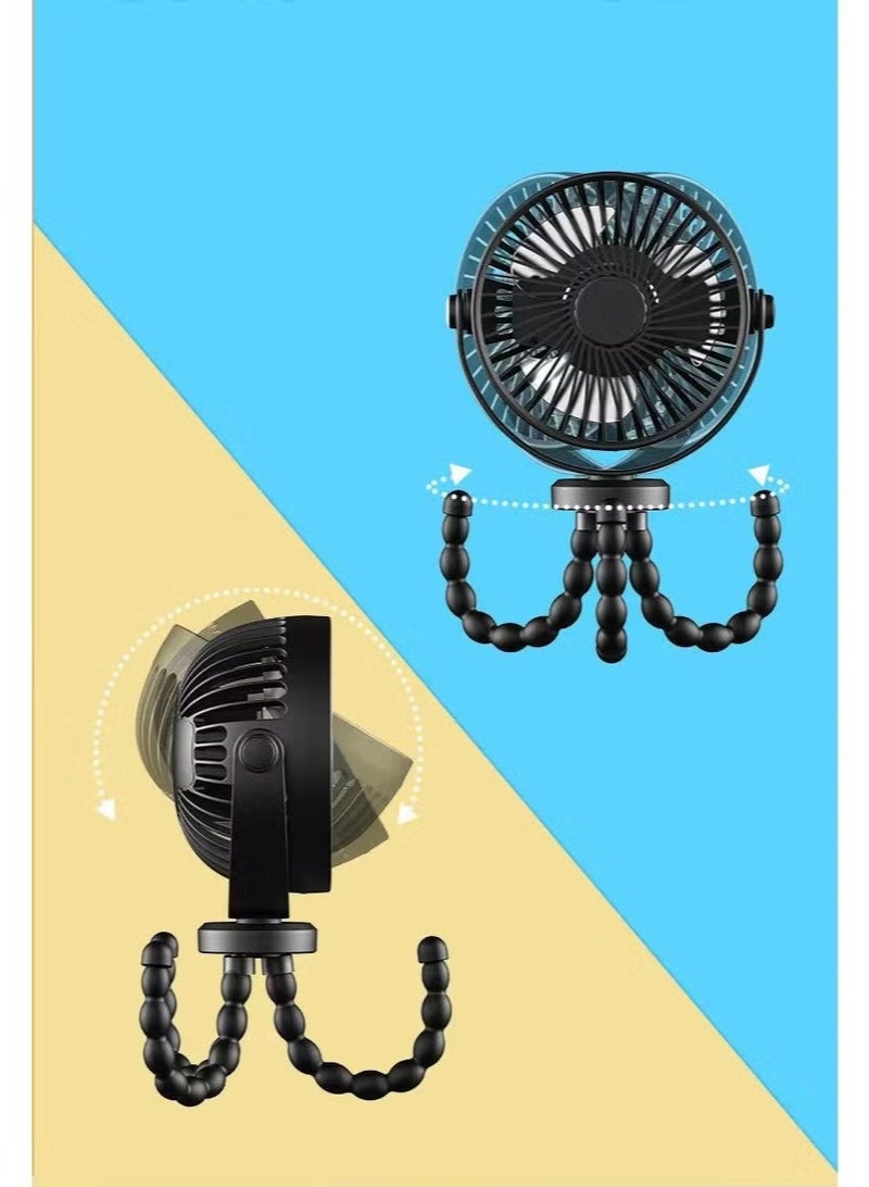 Portable Baby Stroller Fan with Flexible Tripod, 360° Rotation Rechargeable Mini Fan, Strong Airflow Quiet Cooling Clip Fan for Stroller, Crib, Car Seat, Treadmill & Travel - Image 3