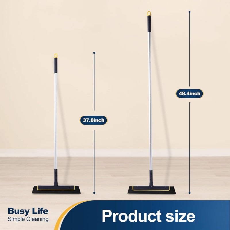 YOCADA Floor Squeegee Broom EVA Foam Blade Aluminum Pole for Shower Bathroom Kitchen Home Tile Pet Hair Fur Floor Marble Glass Window Water Foam Cleaning Long Adjustable Removable Handle Anti Static - Image 3