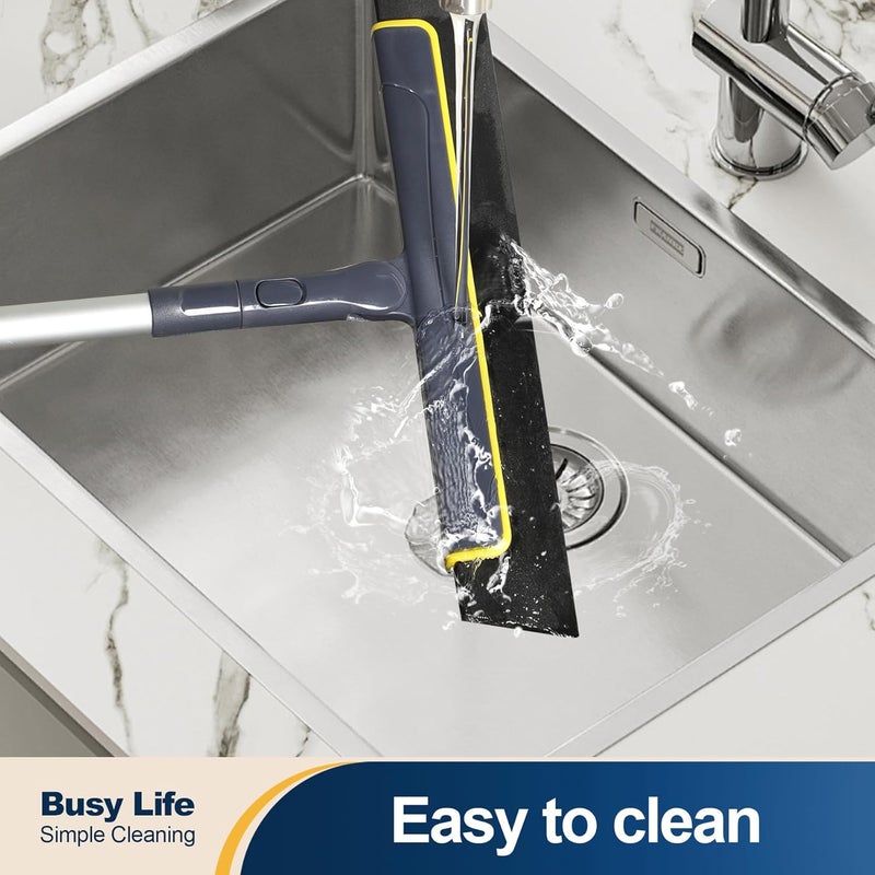 YOCADA Floor Squeegee Broom EVA Foam Blade Aluminum Pole for Shower Bathroom Kitchen Home Tile Pet Hair Fur Floor Marble Glass Window Water Foam Cleaning Long Adjustable Removable Handle Anti Static - Image 5