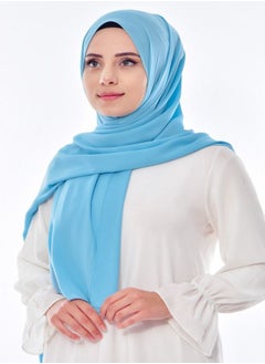 Long Chiffon Crepe Scarf - Sky Blue
