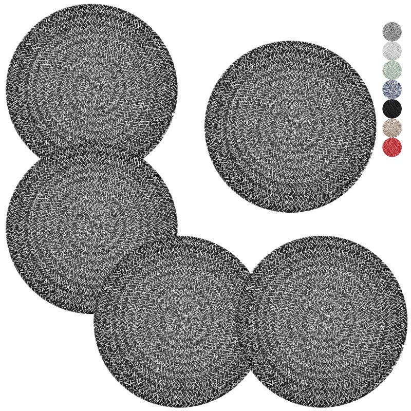 Cazzon Trivets for Hot Dishes, Pots and Pans, 8 Inches Hot Pads 5 Pcs, Pot Holders for Kitchen, Heat Resistant Mat Protect Counter, Coasters Set Home Essentials Farmhouse Decor (Deep Gray) - Image 1