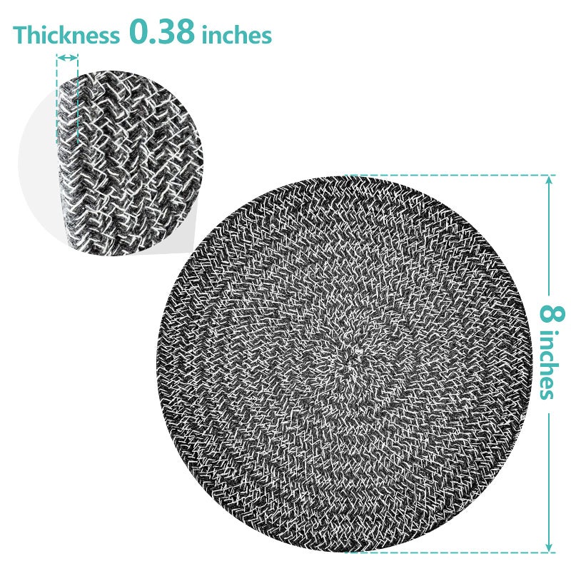 Cazzon Trivets for Hot Dishes, Pots and Pans, 8 Inches Hot Pads 5 Pcs, Pot Holders for Kitchen, Heat Resistant Mat Protect Counter, Coasters Set Home Essentials Farmhouse Decor (Deep Gray) - Image 3