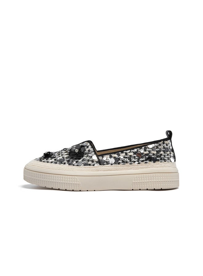 St&Sat 【camellia Glitter】 ساترداي أحذية نسائية ربيع جديد أحذية الصيادين رأس مستدير منصة انزلاق flats للتنقل - Image 3