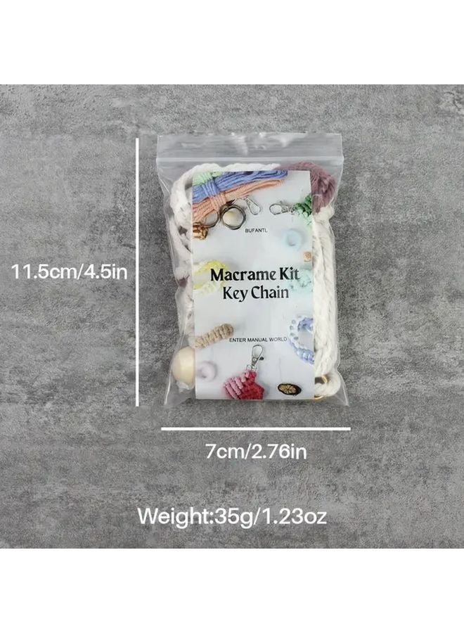 Macrame Keychain Kit For Beginners Peach Pink DIY Craft Set With Tutorial - Image 4