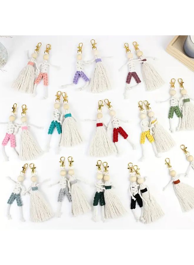 Macrame Keychain Kit For Beginners Peach Pink DIY Craft Set With Tutorial - Image 3