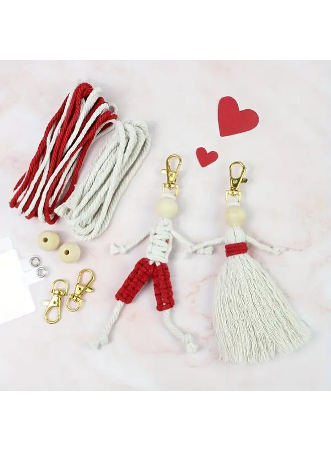 Macrame Keychain Kit For Beginners Peach Pink DIY Craft Set With Tutorial - Image 5