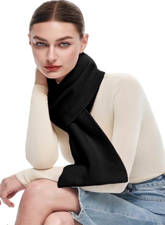 بولي وشاح بولي صوف 100% للنساء، وشاح شتوي فاخر ودافئ، يأتي مع علبة هدايا، لون أسود - Image 5