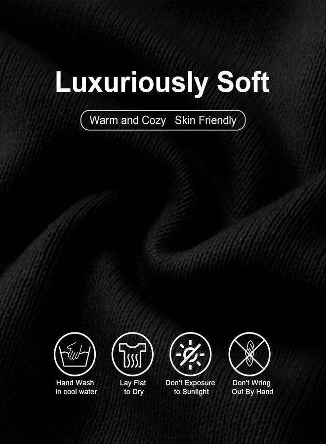 بولي وشاح بولي صوف 100% للنساء، وشاح شتوي فاخر ودافئ، يأتي مع علبة هدايا، لون أسود - Image 4