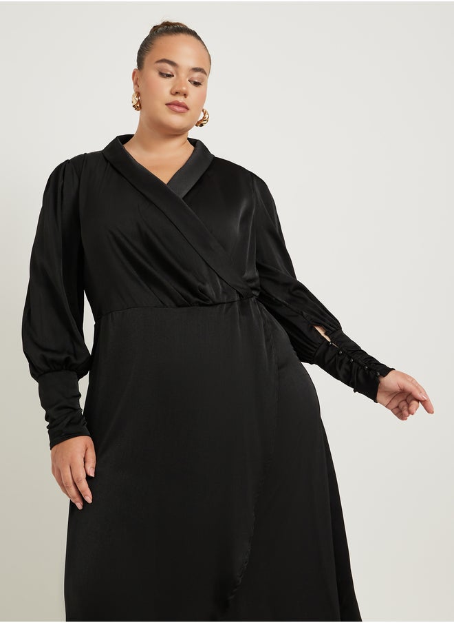 Styli Satin Wrap Maxi Dress  - Image 3