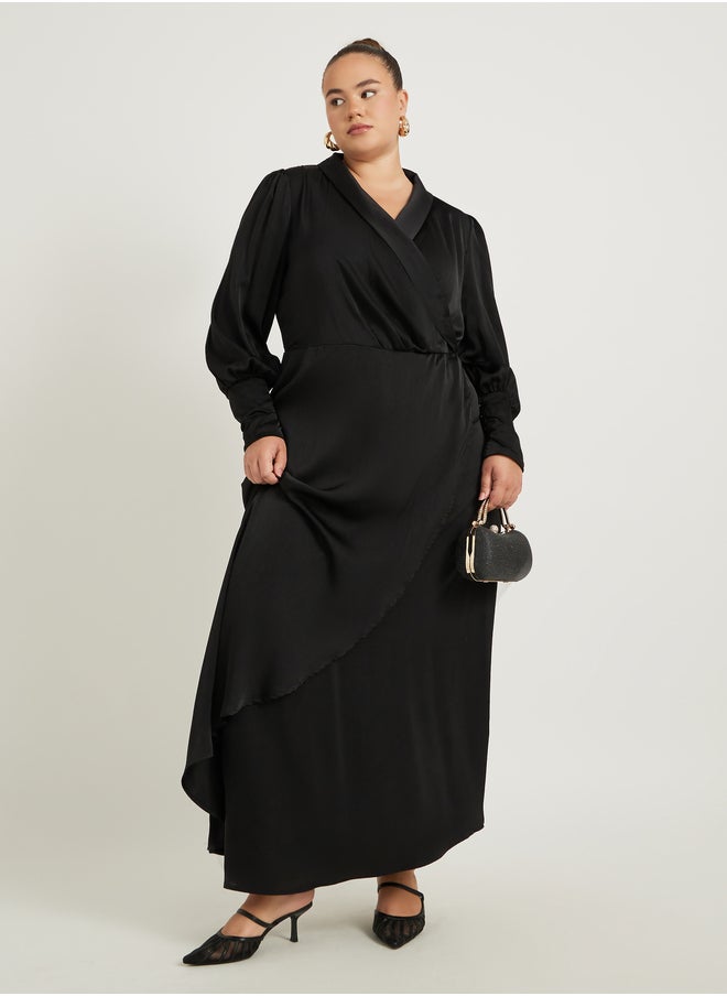 Styli Satin Wrap Maxi Dress  - Image 1