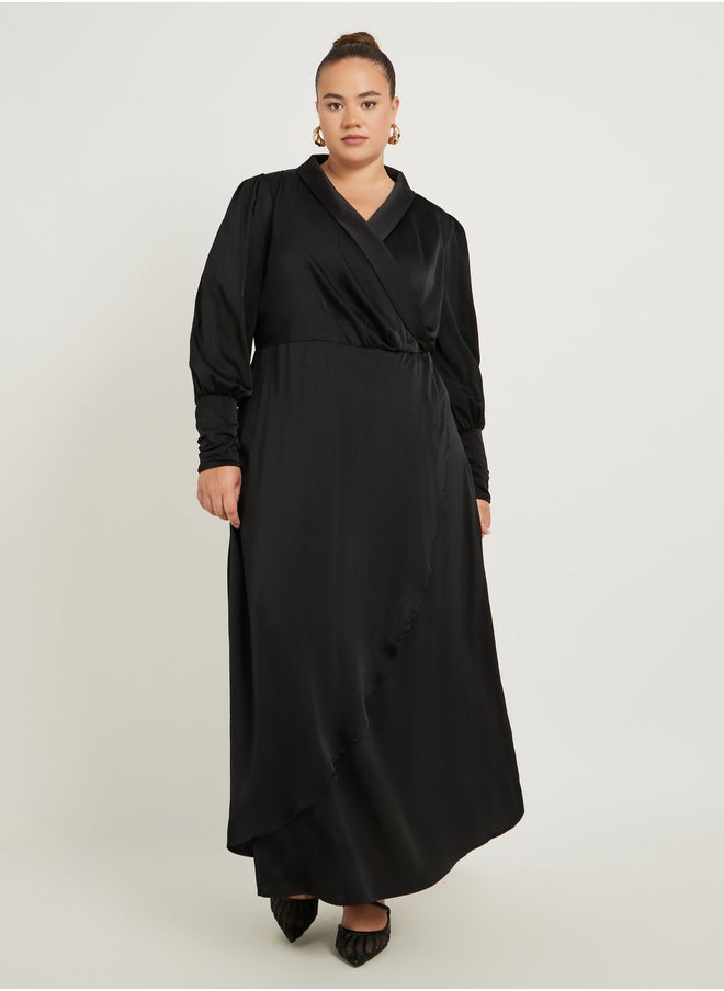 Styli Satin Wrap Maxi Dress  - Image 2
