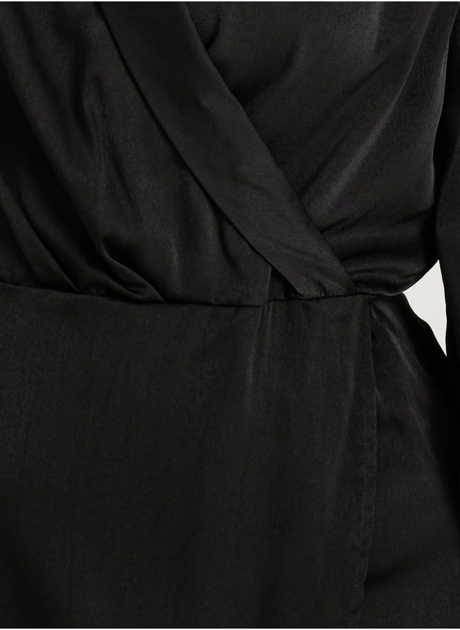 Styli Satin Wrap Maxi Dress  - Image 4