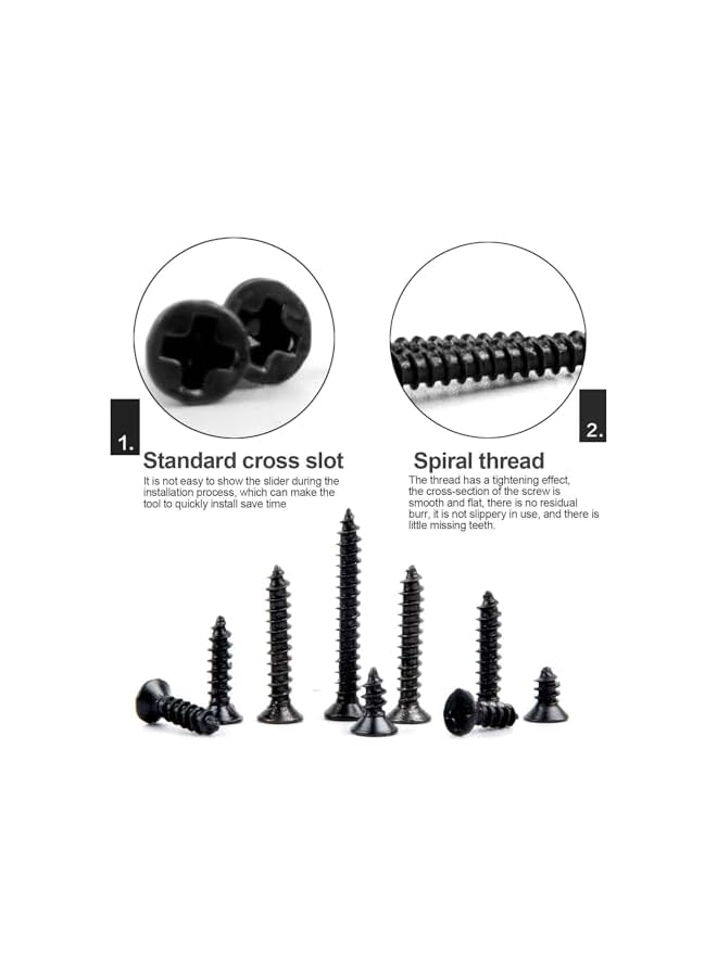 1200 Packs M2 Screws Set, Phillips Flat Head Self-Tapping Screws, M2 Cross Head Countersunk Self Screws Assortment, 4-16 mm，Wood Screws Kit, Multi-Purpose Metal Screws Set with Storage Box - Image 4