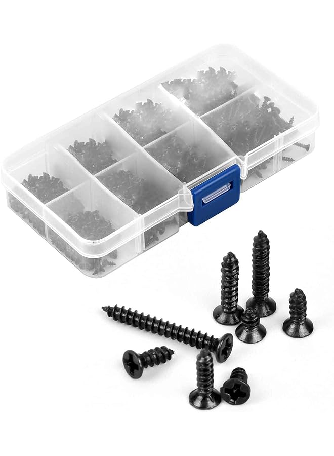 1200 Packs M2 Screws Set, Phillips Flat Head Self-Tapping Screws, M2 Cross Head Countersunk Self Screws Assortment, 4-16 mm，Wood Screws Kit, Multi-Purpose Metal Screws Set with Storage Box - Image 1
