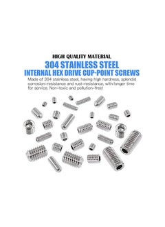 Glarks Glarks 420Pcs M3/M4/M5/M6/M8 Allen Head Socket Set Screw, 304 Stainless Steel Internal Hex Drive Grub Screw Assortment Kit  - Image 3