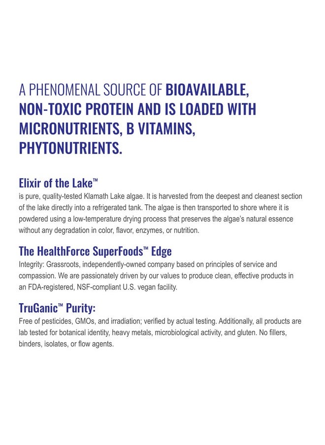 HEALTHFORCE SUPERFOODS - Elixir Of The Lake Powder 50 Grams Klamath Lake Blue Green Algae Supplement Supports Endorphin Production & Mood Organic Vegan Gluten Free 25 Servings - Image 1