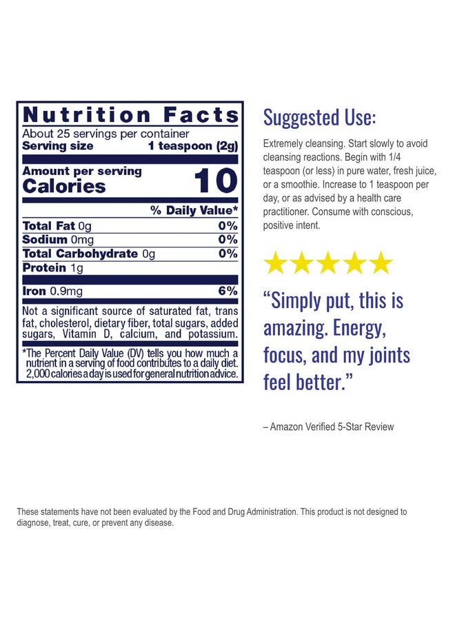 HEALTHFORCE SUPERFOODS - Elixir Of The Lake Powder 50 Grams Klamath Lake Blue Green Algae Supplement Supports Endorphin Production & Mood Organic Vegan Gluten Free 25 Servings - Image 1