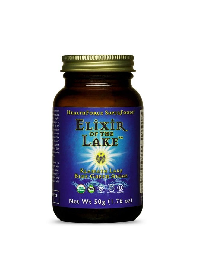 HEALTHFORCE SUPERFOODS - Elixir Of The Lake Powder 50 Grams Klamath Lake Blue Green Algae Supplement Supports Endorphin Production & Mood Organic Vegan Gluten Free 25 Servings - Image 1