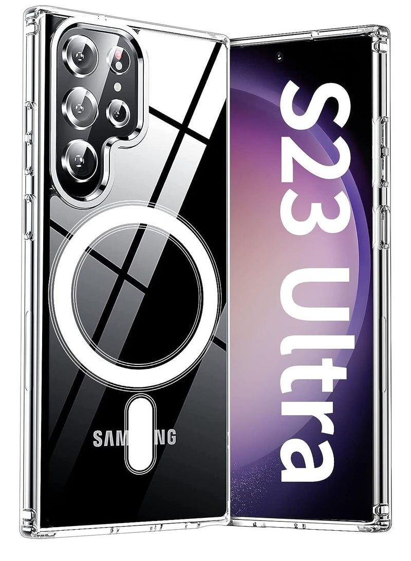 S23 Ultra Case Clear Cover for Samsung Galaxy S23 Ultra, with Support Ma-g-safe Charger Charging Ultra-Thin Shockproof and Transparent Non-yellowing Case for S23 Ultra 6.8 Inch (2023) - Image 1