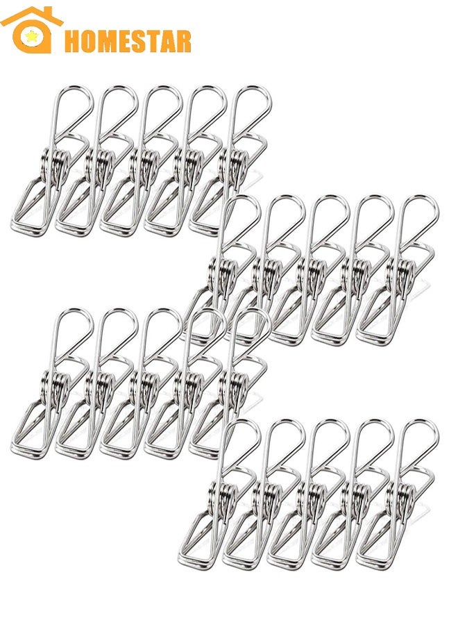 HOMESTAR 20 Pieces Stainless Steel Windproof Laundry Hanging Wire Clips for Home, Blanket, Towel, Clothes - Image 1