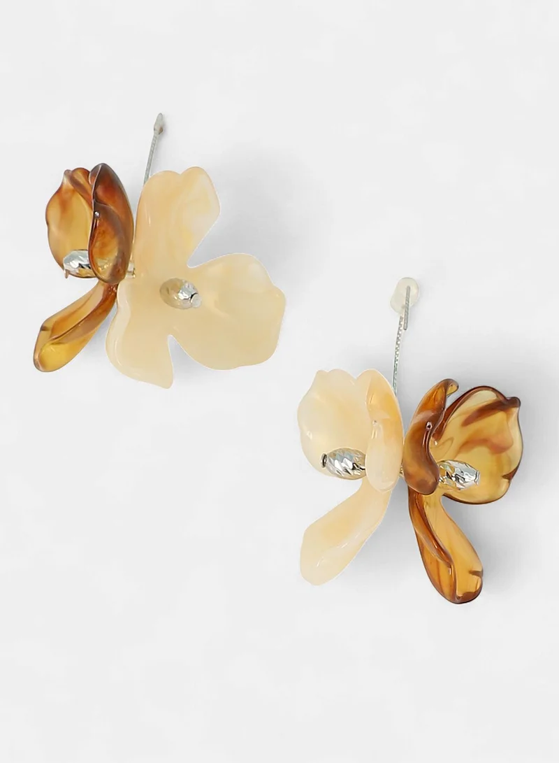 Sohi  Women The Iris Drop Earrings | Coffee Brown & Metallic  Colour | One-Size | Metallic Acrylic & Alloy Material | Wire Hook Closure | Earrings For Casual & Evening Wear for Women | Best Price UAE
