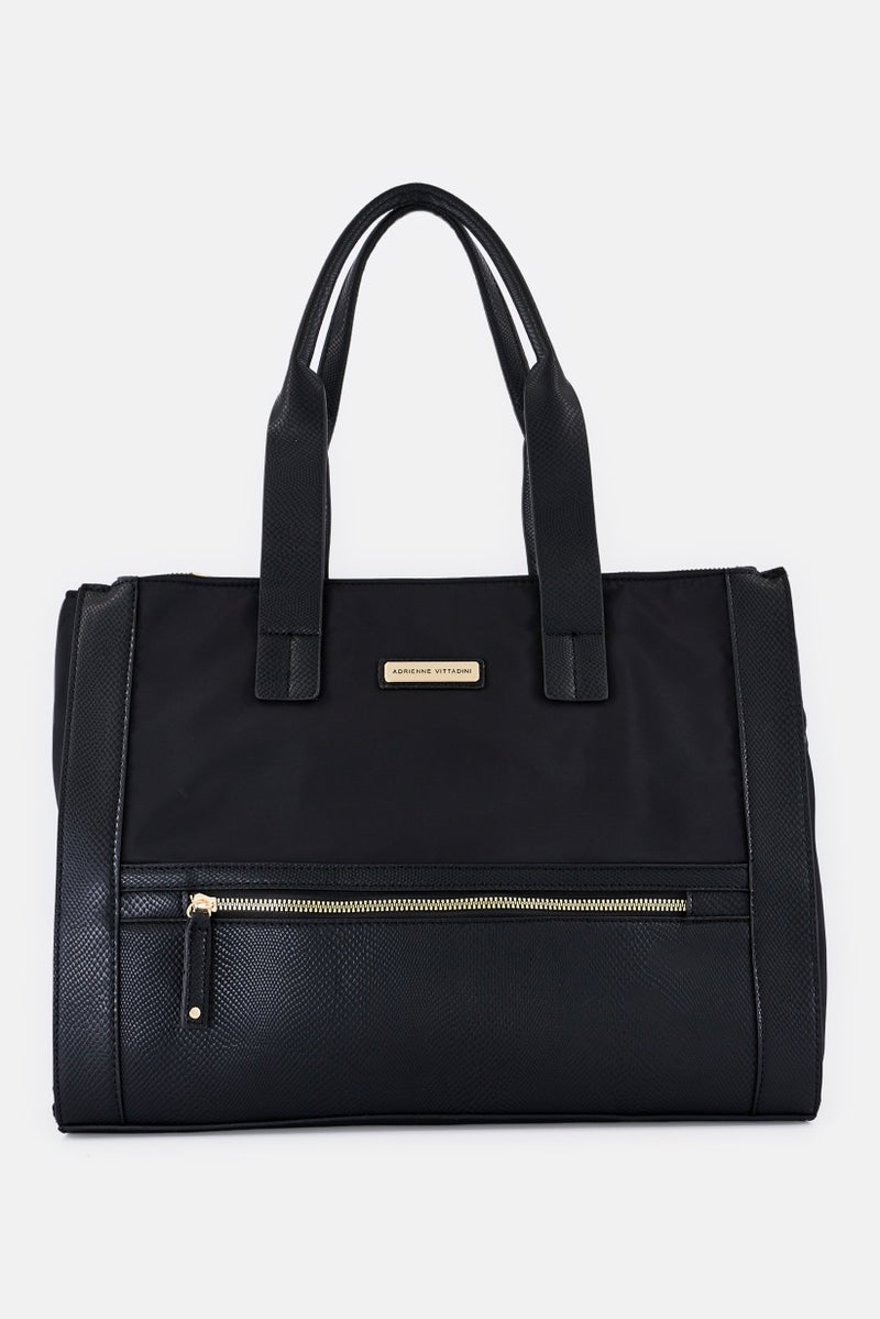 ADRIENNE VITTADINI Women Brand Logo Tote Bag, Black - Image 2