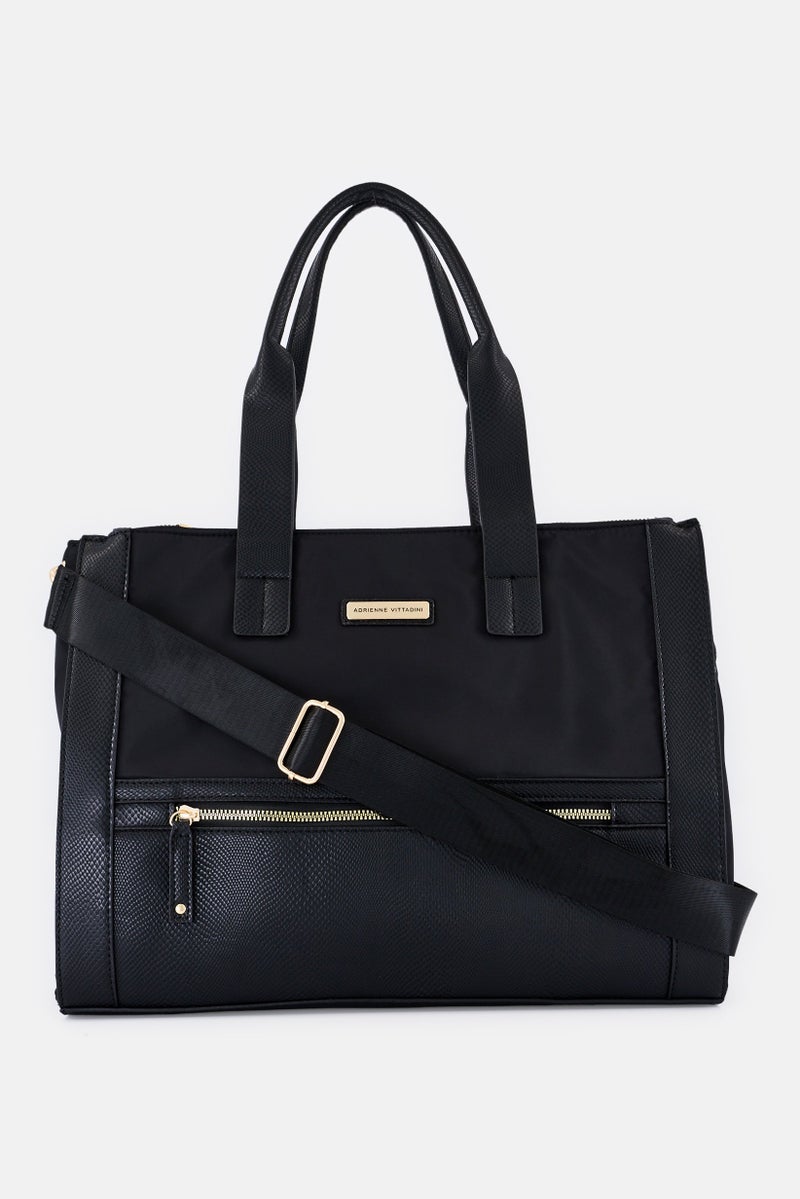 ADRIENNE VITTADINI Women Brand Logo Tote Bag, Black - Image 1