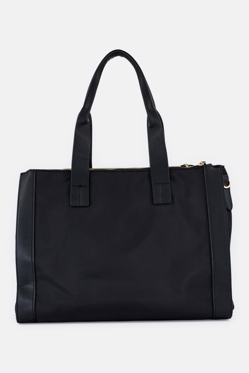 ADRIENNE VITTADINI Women Brand Logo Tote Bag, Black - Image 3