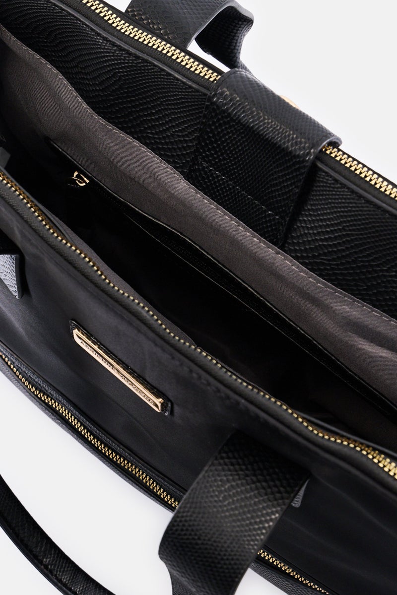 ADRIENNE VITTADINI Women Brand Logo Tote Bag, Black - Image 4