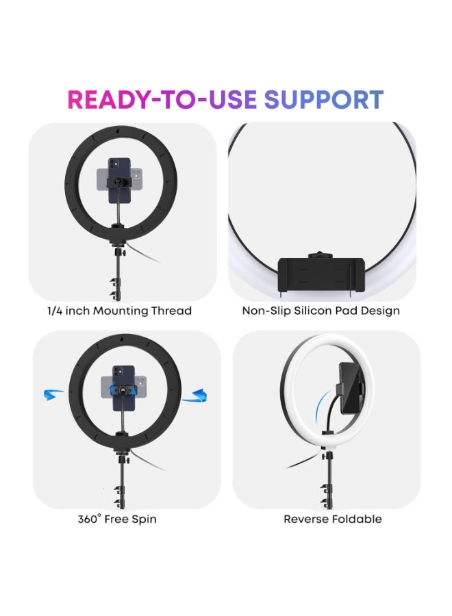 Hedge 10 Inch RGB LED Soft Ring Light with Mobile Holder & Adjustable Brightness 360° Rotating Selfie Ring Light for Live Streaming, Makeup, Photography & Video Recording - Image 4