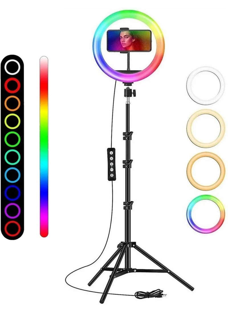 Hedge 10 Inch RGB LED Soft Ring Light with Mobile Holder & Adjustable Brightness 360° Rotating Selfie Ring Light for Live Streaming, Makeup, Photography & Video Recording - Image 2