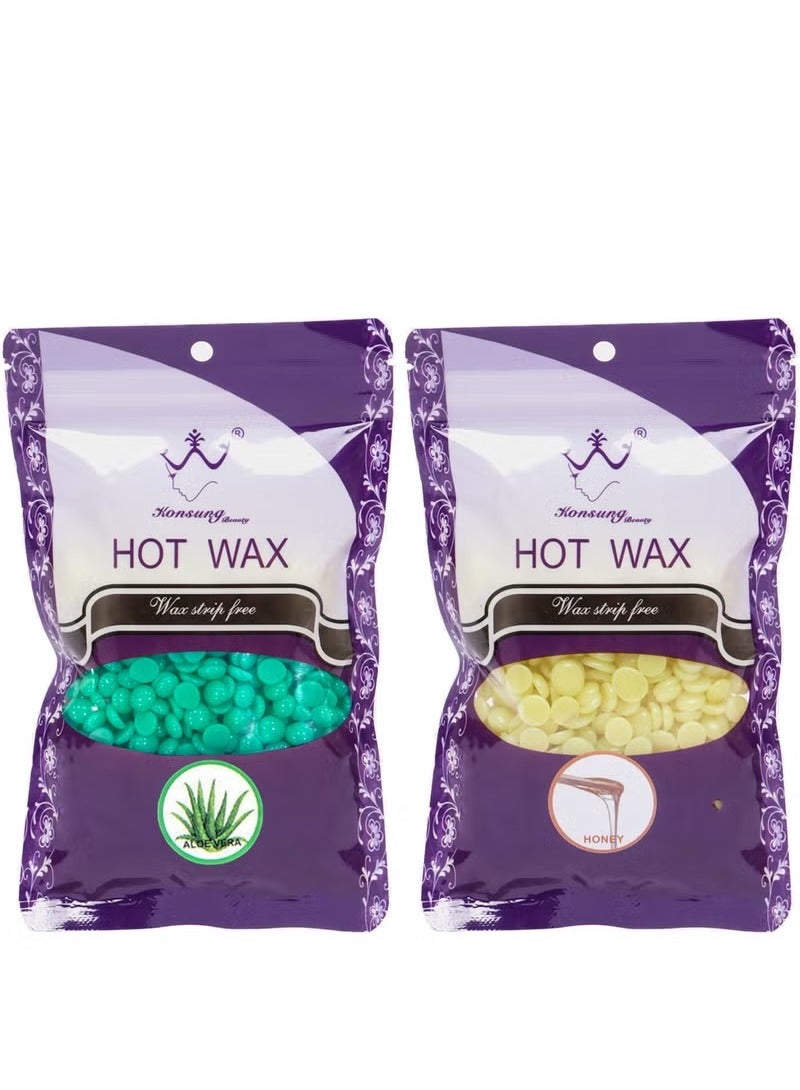 كونسونج بيوتي عبوة من حبتين من شمع إزالة الشعر الساخن بخلاصة الصبار والعسل (2 × 100 جرام) - Image 1